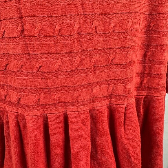 (L) ELLE Dark Orange Empire Waist Short Sleeve Sweater w/ Buttons - Picture 4 of 11